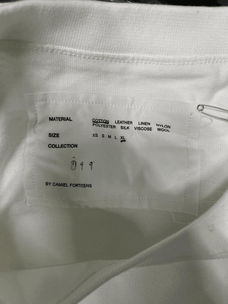 Garment care label close-up